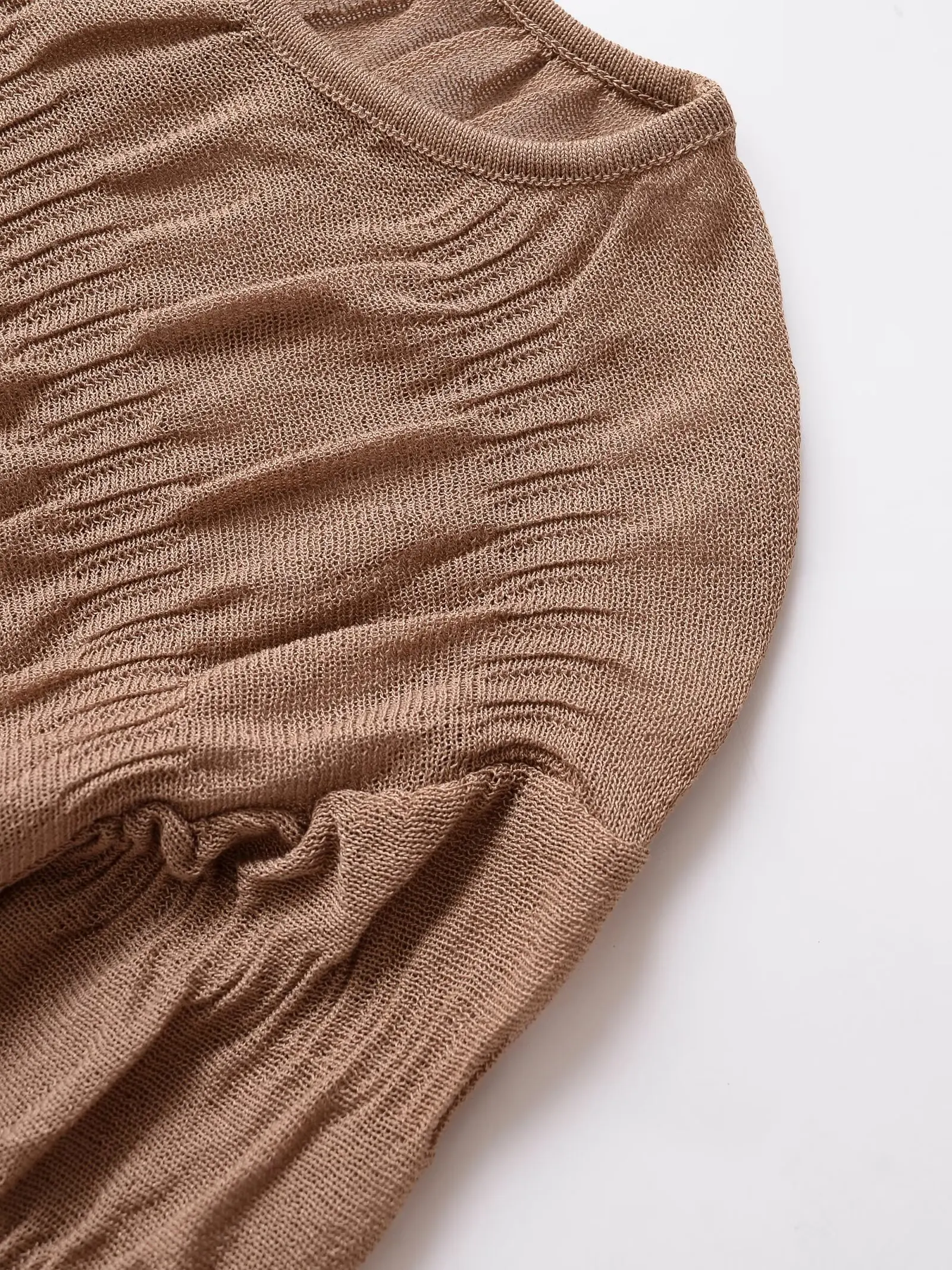 HH Frauen Herbst Neue Mode Spitze-up Crew Neck Langarm Stricken Top Weibliche Elegante Pendler Asymmetrische Saum Plissee casual Top