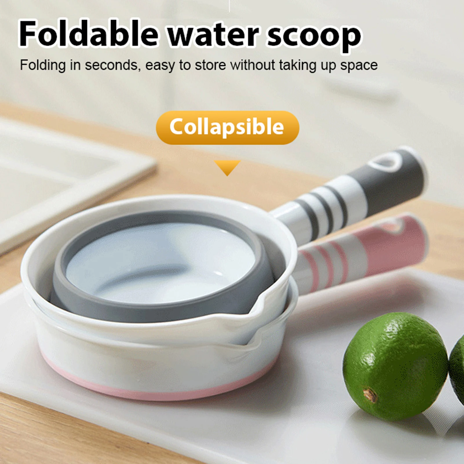 

Folding Water Scoop Plastic Long Handled Water Scoop Durable Bathroom Kitchen Water Scoop Portable Outdoor Travel Water Scoops