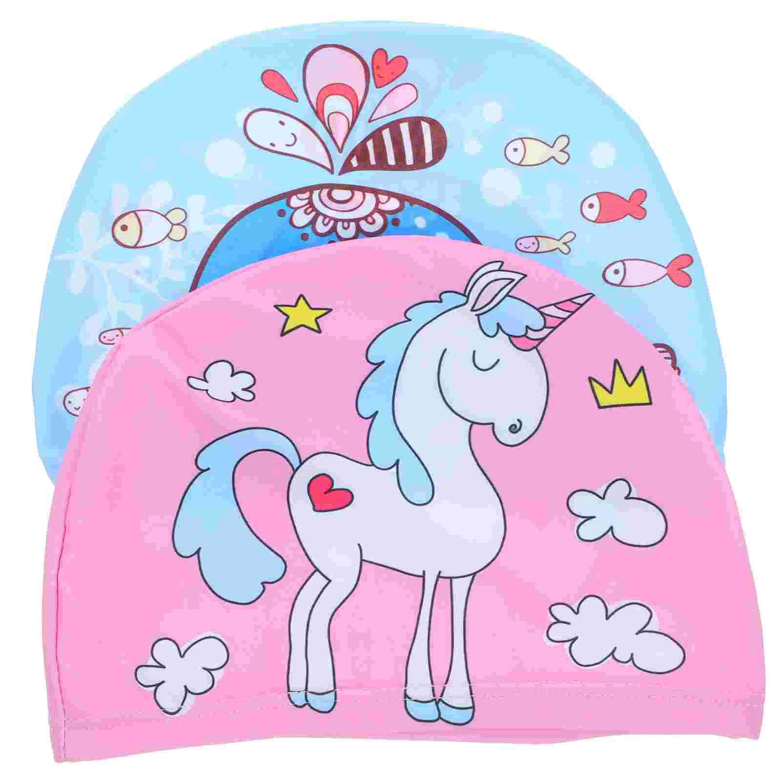 

2 Pcs Swimming Hat Children's Cap Women Caps Comfortable Braids and Dreadlocks Long Hair Girl