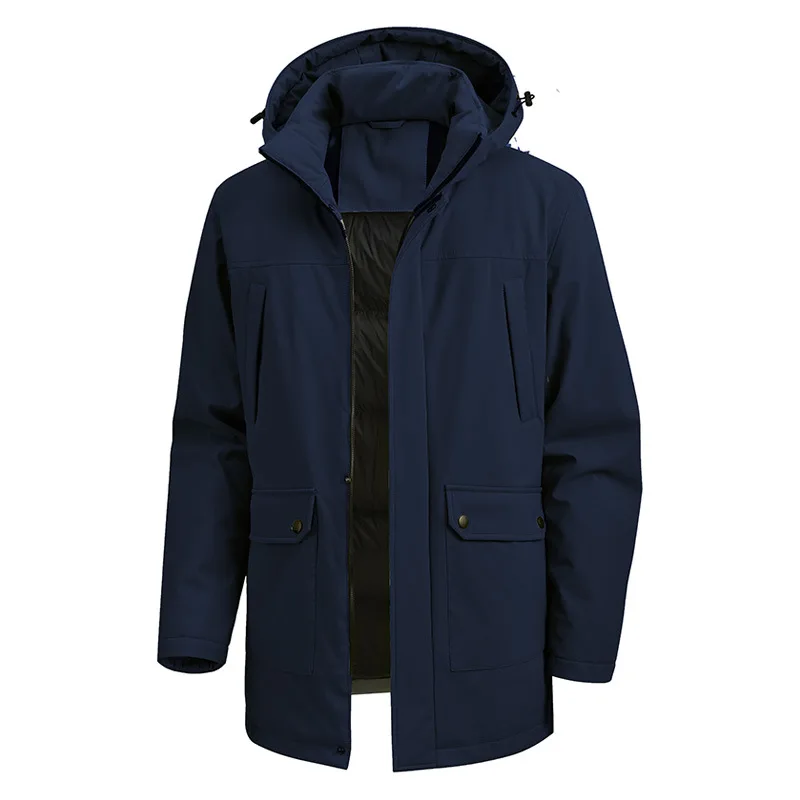Men's Mid-Length Utility Parka - Heavyweight Thermal Insulation for All-Weather WearRain Jacket