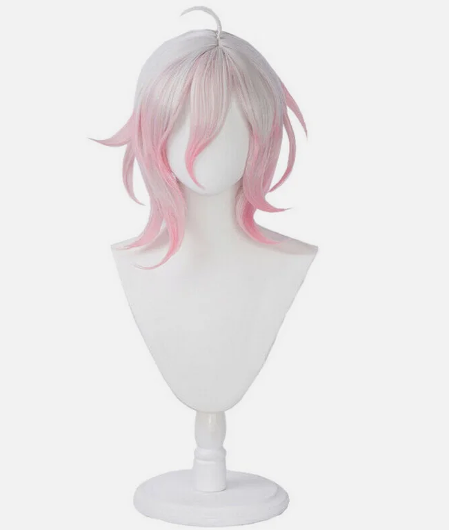 Briar Cosplay Wigs 40cm Medium Long White Gradient Pink Synthetic Hair