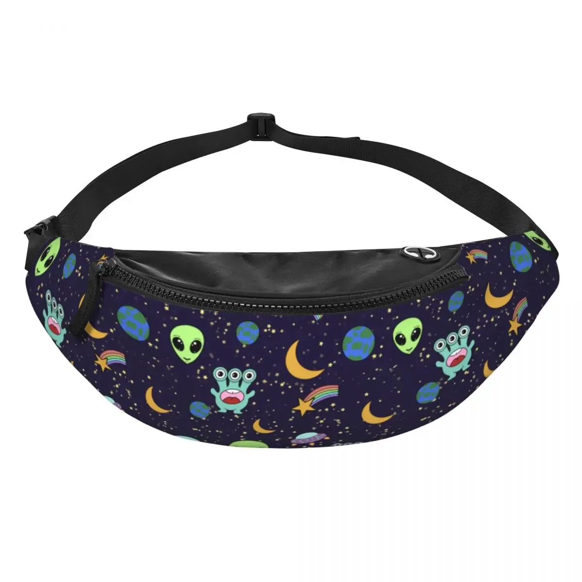 Lovable Alien Fanny Pack Men Women Casual Cartoon Crossbody Waist Bag for Travel Cycling Phone Money Pouch