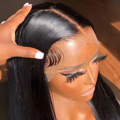250% Brazilian Straight Human Hair Wigs 13x4 13x6 HD Transparent Lace Front Wigs Pre Plucked Baby Hair Natural Hairline Wigs For Black Women
