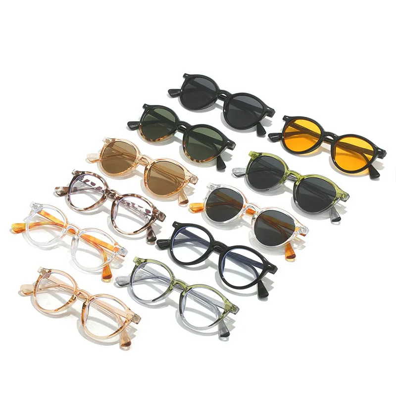 Vintage Stylish Men Glasses Round Shape Blue Light Blocking Glasses Frame Women European American Decorative Glass