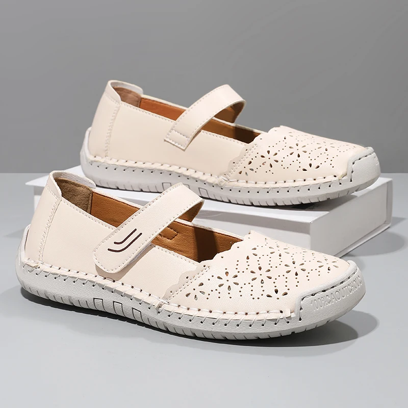 Plus Size 44 Women's Summer Flat Round Toe Sandals New Retro Button Sandals Comfy Mary Jane Comfortable Shoes for Women