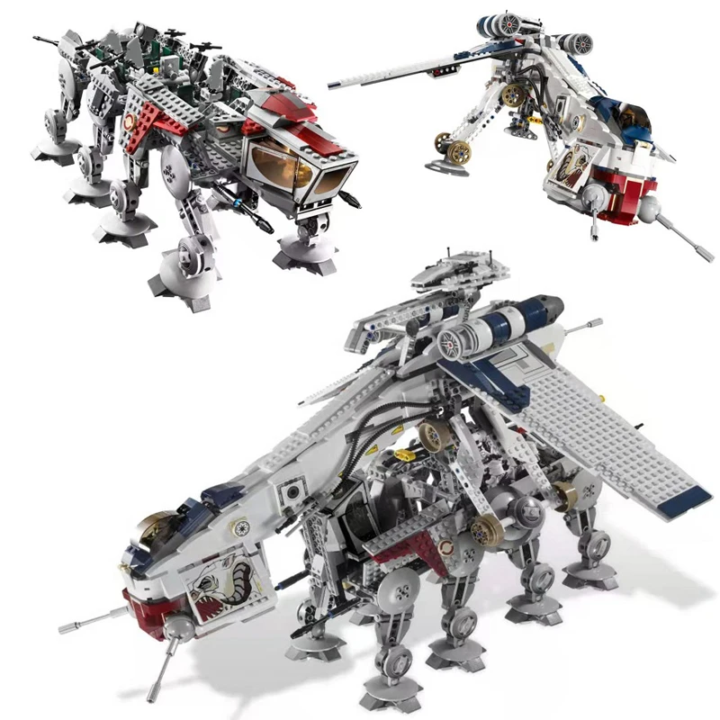 Star Plan Movie Republic Dropship With AT-OT Walker Building Blocks Bricks Compatible 05053 10195 Transport Ship Toys Gifts