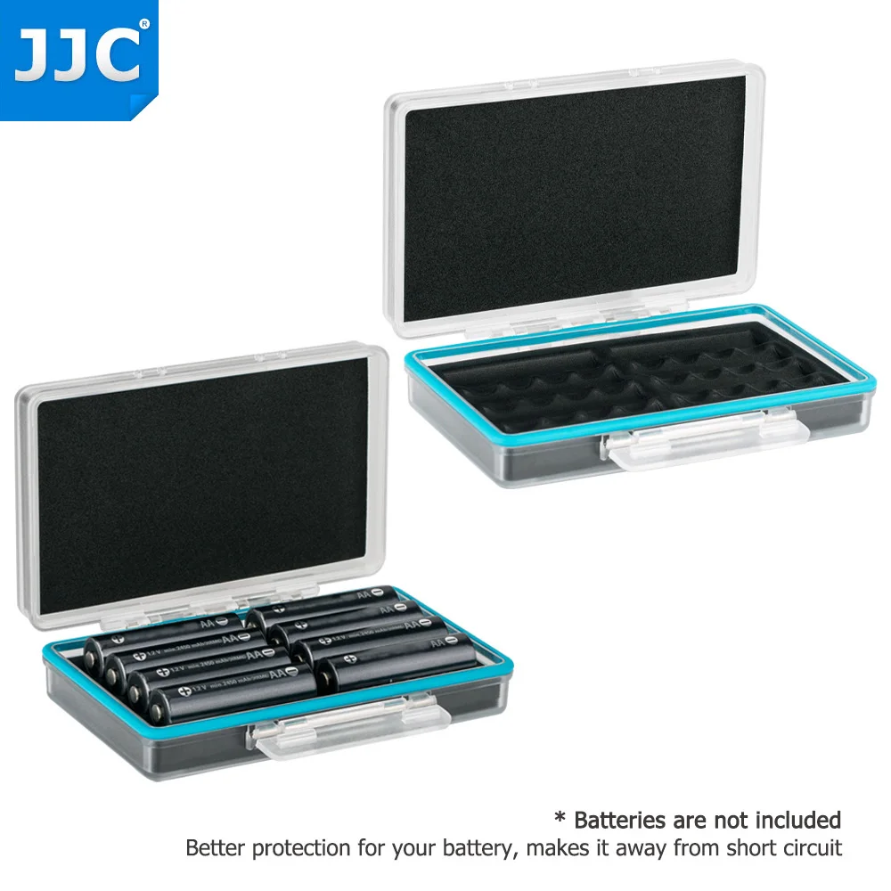 

JJC 8 Slots AA/14500 Battery Case Holder Waterproof Storage Box Organizer for AA/14500 Lithium Rechargeable Batteries Container