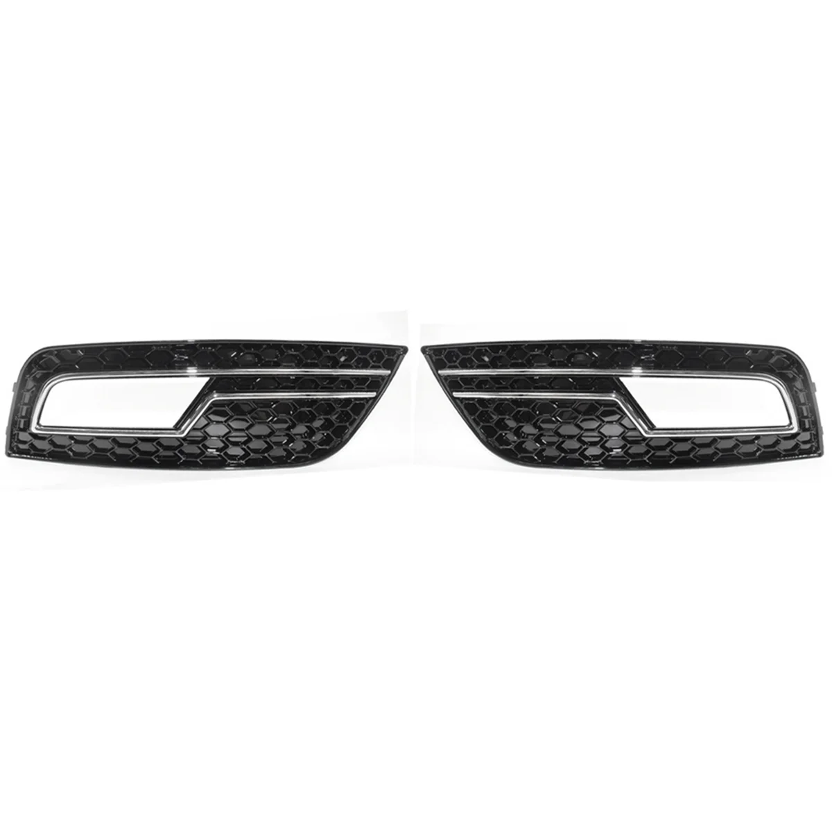 Chrome Front Bumper Honeycomb Grill Fog Light Cover for A4 B8.5 Standard Edition 2013-2016