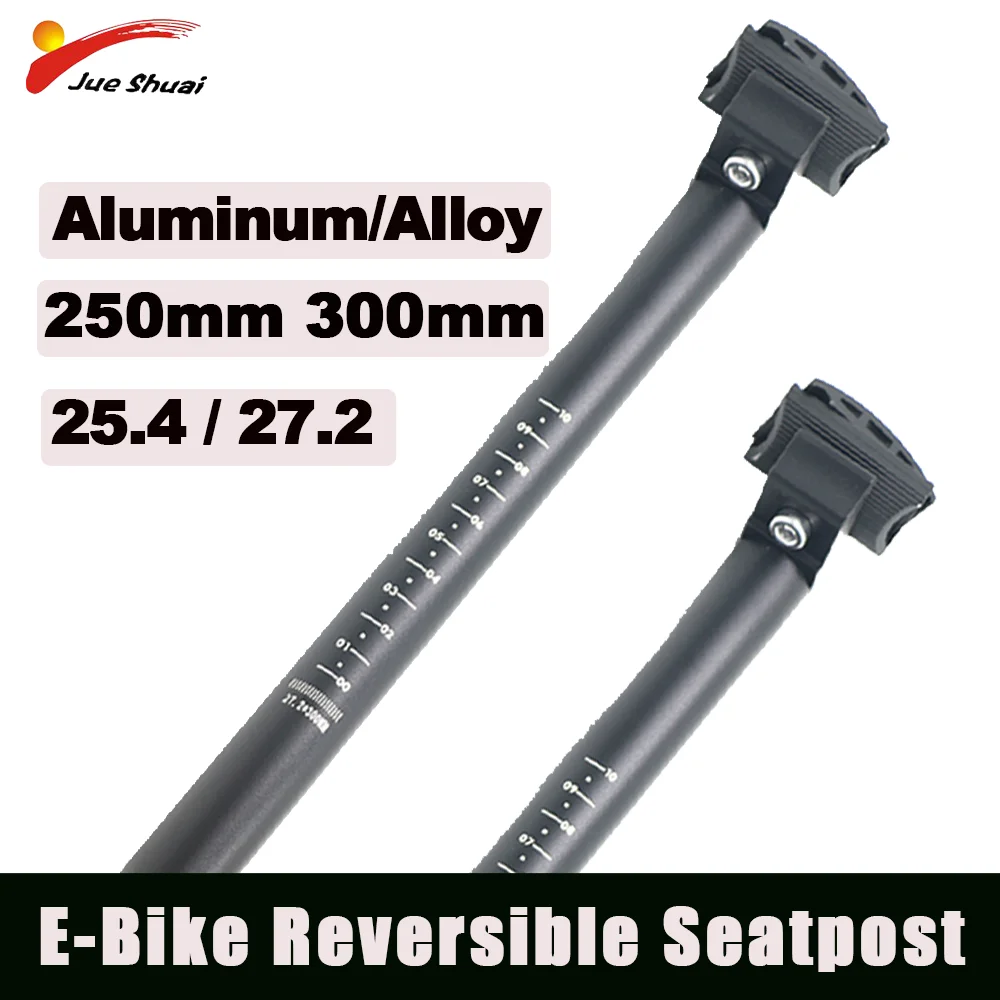 Firm Electric Bike Reversible Seat Tube Diameter 25.4mm 27.2mm Length 250mm 300mm MTB Bicycle Seatpost Aluminum Alloy Bike Parts