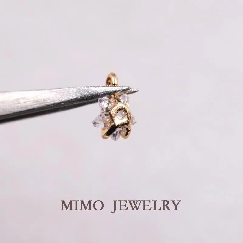 Copper-plated Gold Single Star Zircon Metal Ring Pendant Charms For Jewelry Making DIY Bracelet Accessories Findings