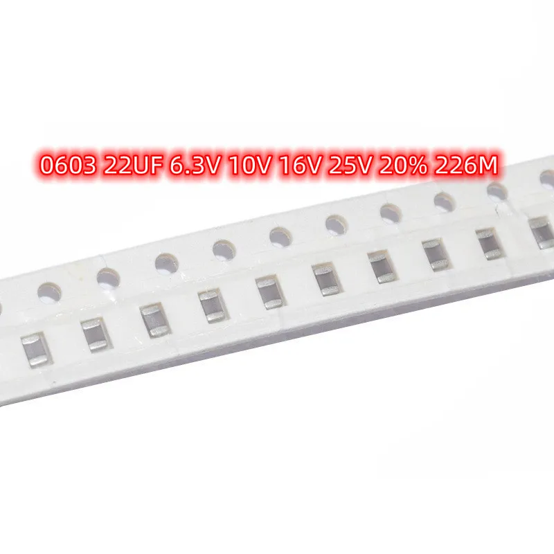 

50 шт., керамические конденсаторы SMD 0603 22UF 6,3 V 10V 16V 25V 20% 226M X5R 1608