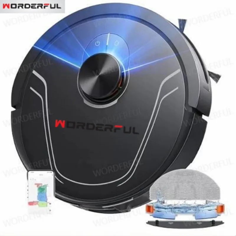 Smart Robot Vacuum Cleaner Rechargeable App Control LDS Navigation Dust Mop Floor Cleaning Black Electric Automatic