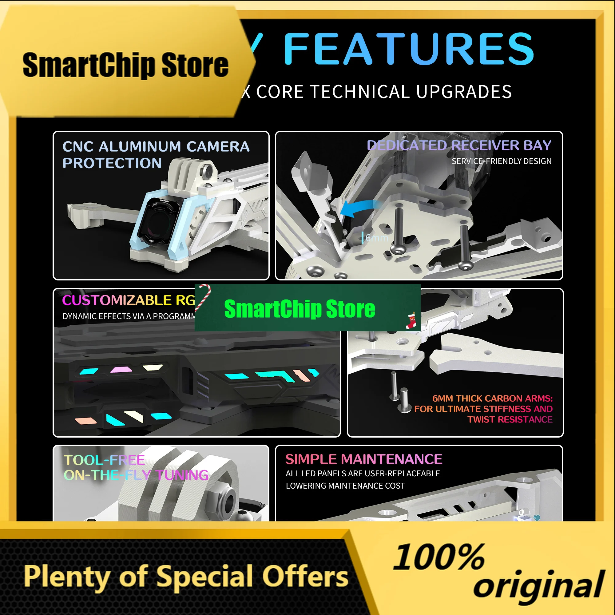 SmCpDolphinRC Nightingale White Powder Gradient Frame KIT 5inch DC RGB For O4 PRO