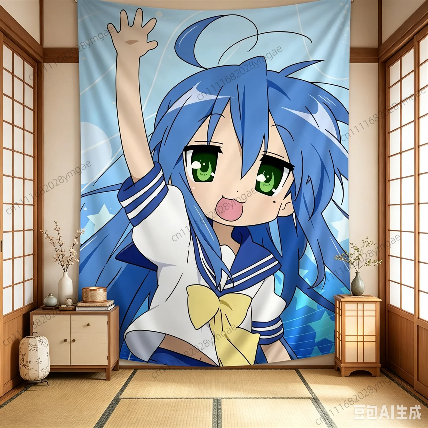 Sweet Tapestry Anime Lucky Star Wall Tapestries Star Izumi Konata Flag Aesthetic Bedroom Dorm Background Cloth Manga Fans Decor