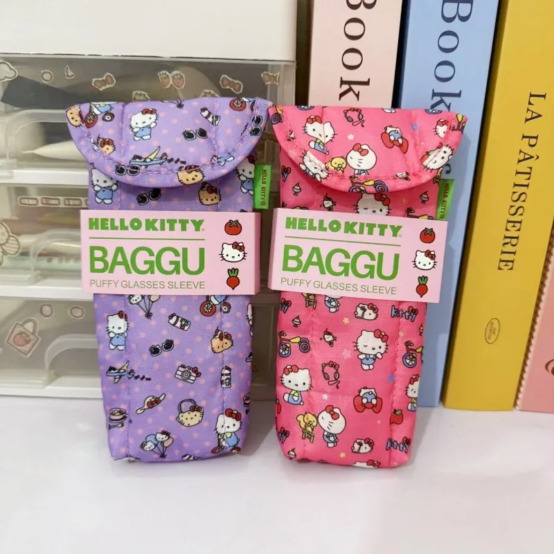 KawaiiHello Kitty Cartoon Sunglasses Protective Bag Portable Magnetic Buckle Student Gift Decoration Women Accessories Wholesale