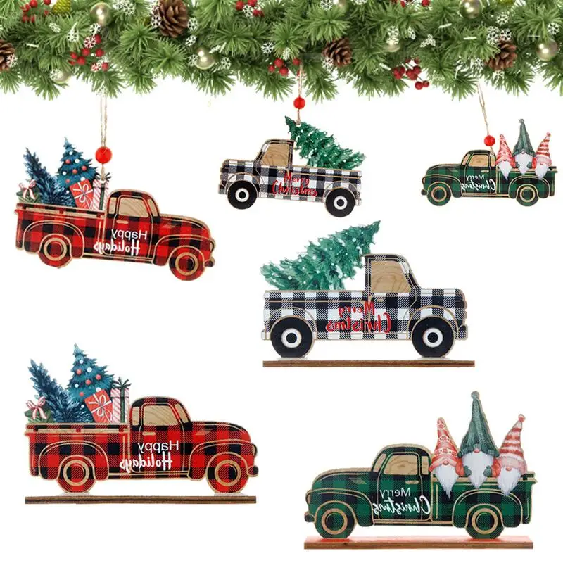 Christmas Tree Car Ornaments Mini Car Christmas Vehicle Cartoon Pendant Retro Cartoon Rustic Christmas Decorations Pendants For