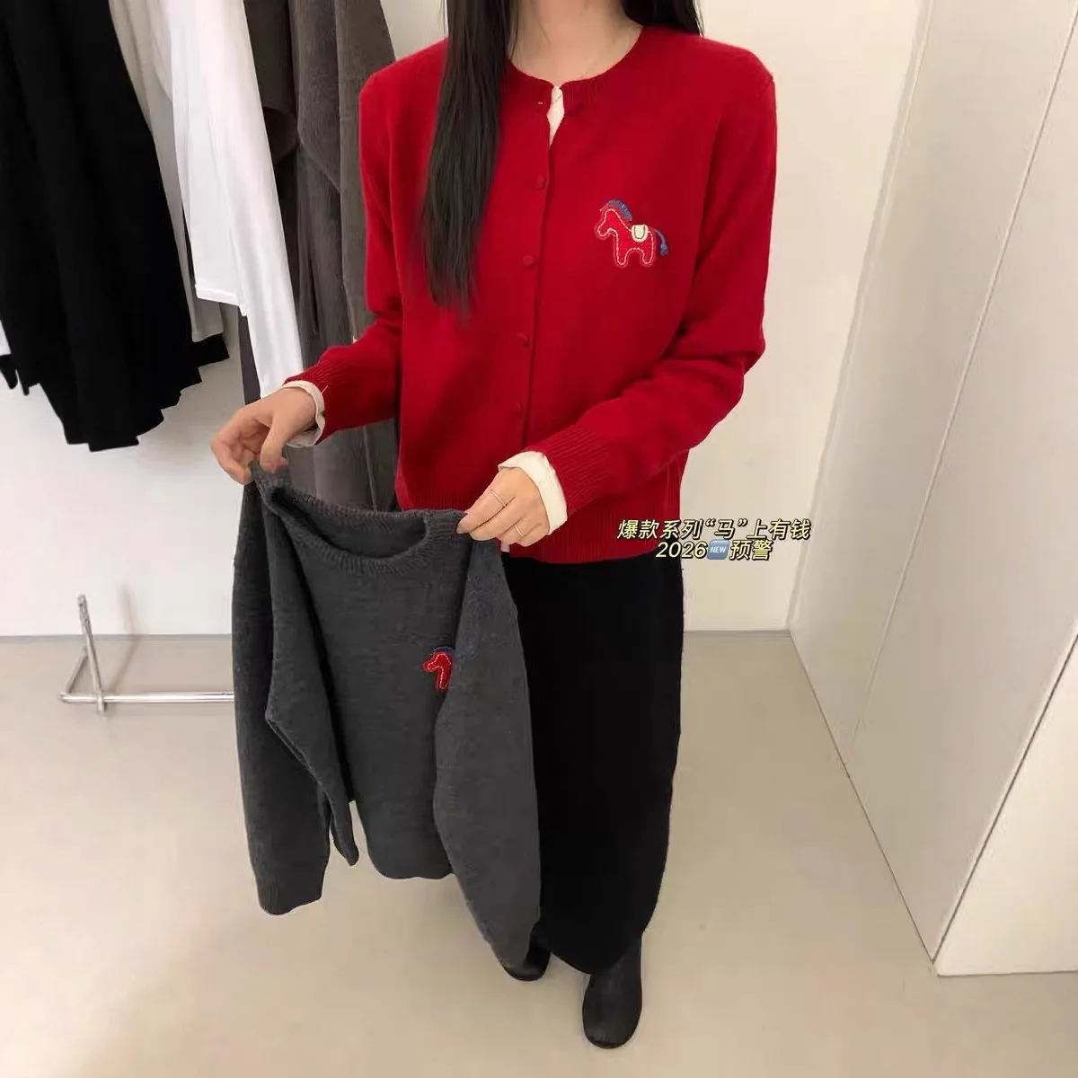 ropa para mujer Cartoon Embroidery Knit Cardigan Women Sweet Button Up Loose Fit Soft Sweater Coat Casual Daily Outerwear
