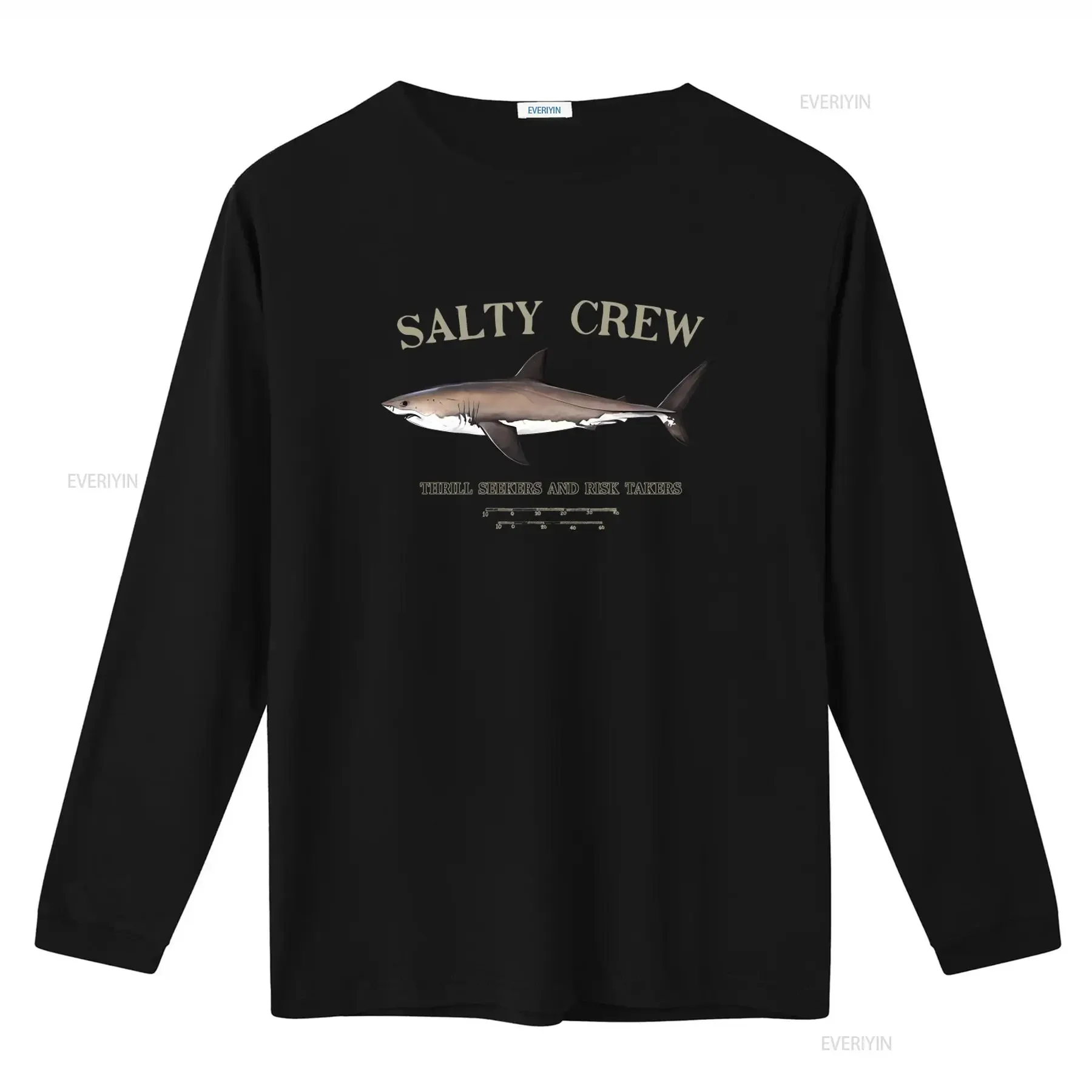Salty Crew Thrill Seekers and Risk Takers Shark Print Men's  T Shirt Black vintage Washed Stylish Soft Versatile graphic