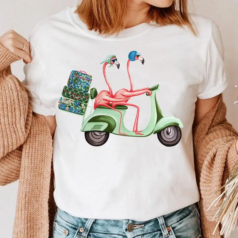 

Women Tshirt Funny Animal Flamingo Graphic 90s T Shirt Female Tee Ladies Fashion Short Sleeve Cartoon T-Shirt Top Print Clothing