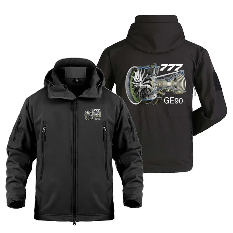 

777 GE90 Engine Aviation Pilots Outdoor Military Men's Tactical Shark Skin Fleece Warm SoftShell Coats Jackets