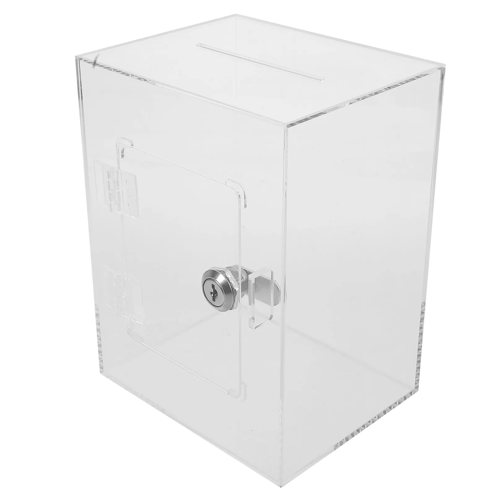 Clear Acrylic Donation Box with Lock Suggestion Ballot Mail Collection Box for Fundraising Office Voting