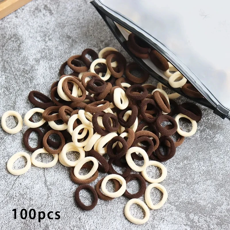 100pcs Girl Hair Bands Small Circle High Elastic Headband Hair Accessories Kids Ponytail Fixed Fashion Headband Headwear