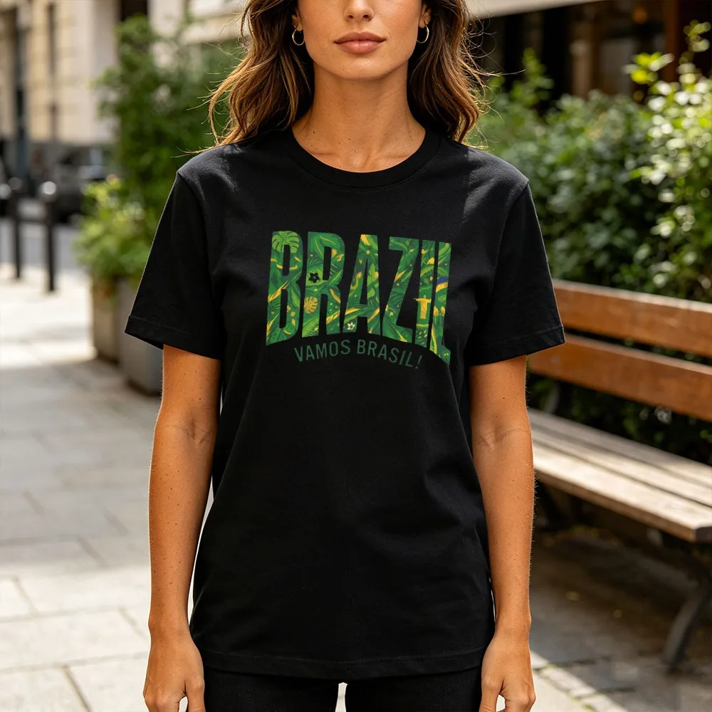 Brazil Shirt Brazil Pride Tops Brazil Sports Clothes Women Green Letters Tees Creative Aesthetics Tops Short Sleeve Tees