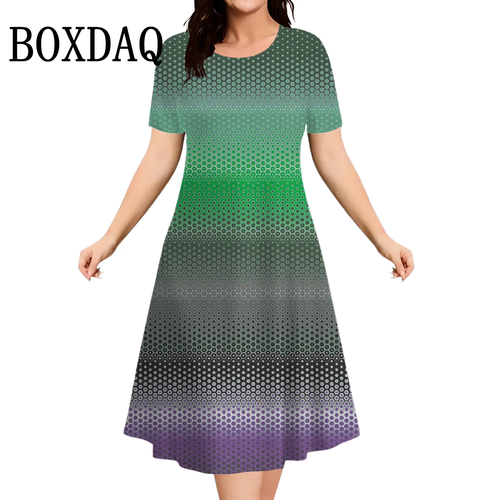 Striped Gradient Plus Size Summer Dress - usage example