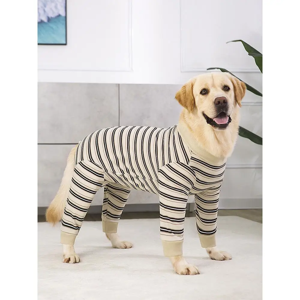 新しい大型犬用スーツ半袖ホームウェア小型犬・中型犬用四足ペット服腹部全体カバー抗菌ペット服