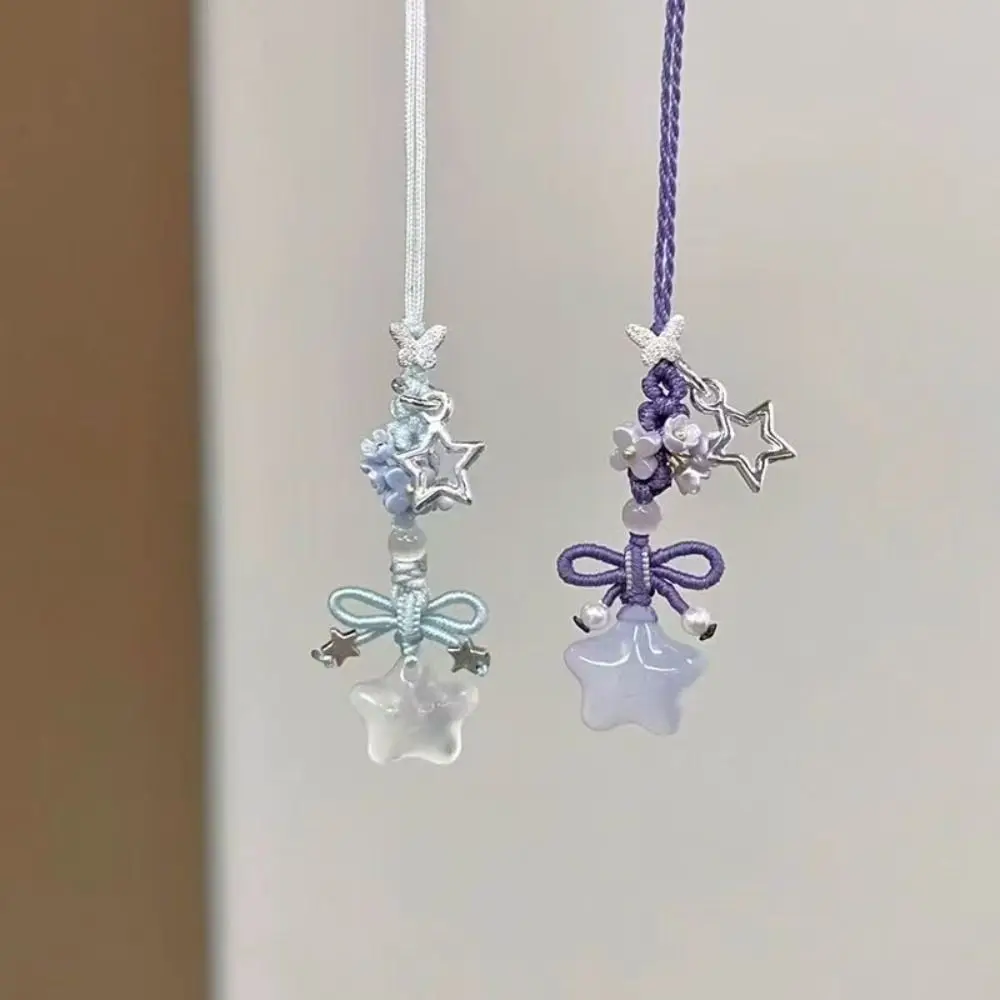 

Ice Transparent Star Flower Pendant Chinese Style Bag Decoration Mobile Bag Pendant Phone Charm Beaded Mobile Phone Strap