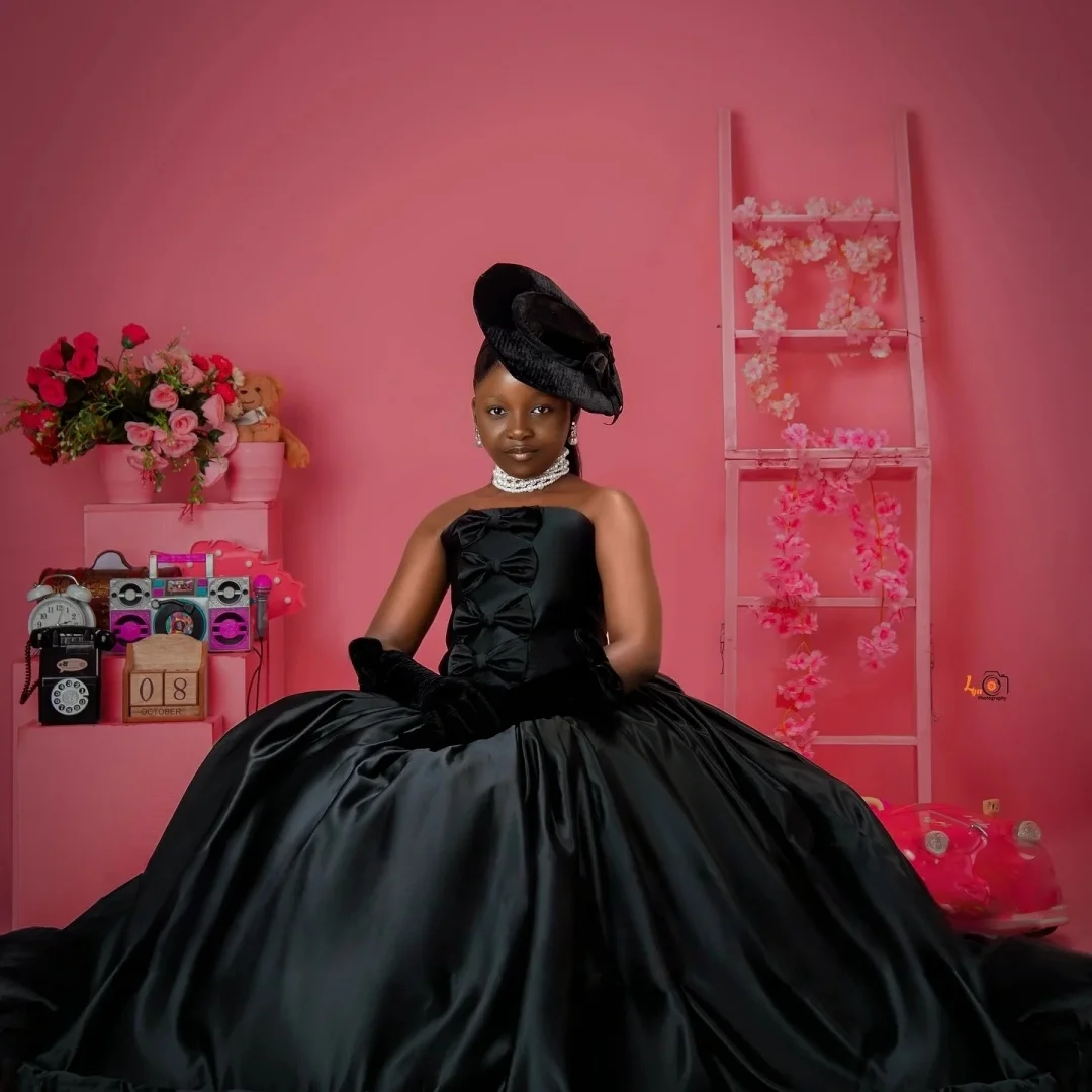 

Изысканные атласные платья без бретелек с бантом и цветами для девочек на свадьбу, детские наряды для торжественных мероприятий и официальных приемов, индивидуальный пошив