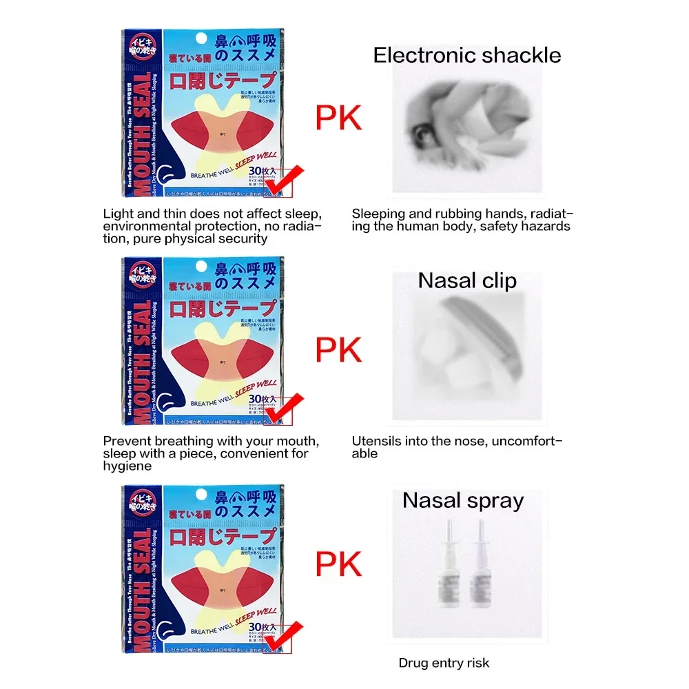 Pegatina antirronquidos para niños y adultos, parche para mejorar la respiración, corrección de boca, ortesis, cinta para dormir de noche, labios y nariz, belleza y salud