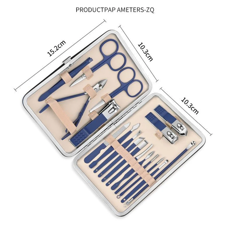 Professionelles Maniküre-Set, 7–18 Stück, Nagelknipser-Set aus Edelstahl, dicker und harter Nagelschneider für Damen und Herren, tragbares Set