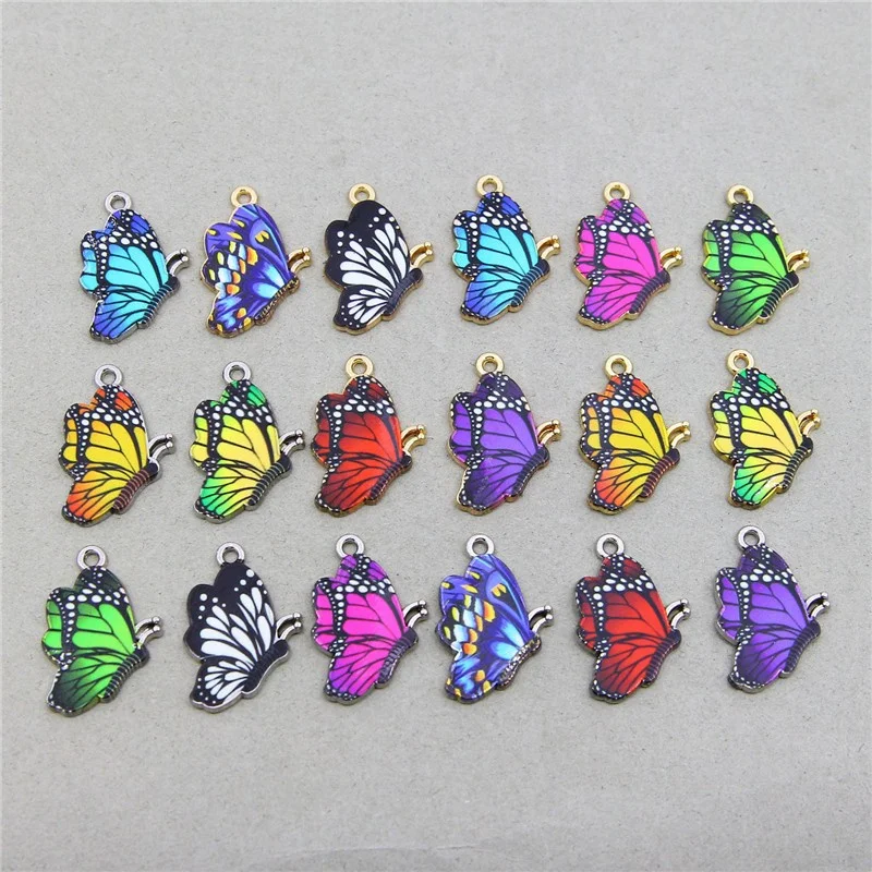 10Pcs/lot 18*28mm Enamel Colorful Butterfly Animals Charms Pendant DIY for Jewelry Finding Making Pendants Handmade Accessories