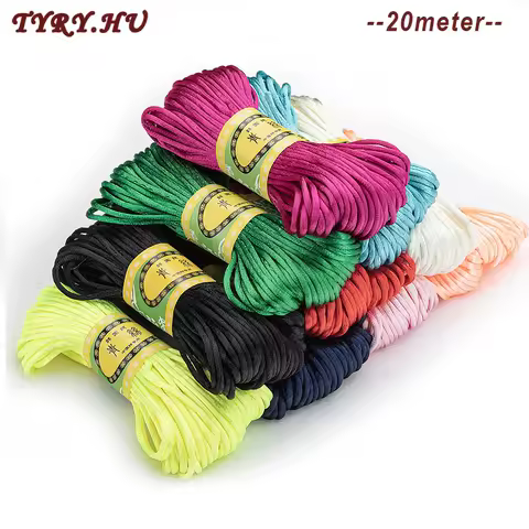 TYRY.HU 20M Baby Chewable Necklace Accessories 2.5mm Satin Silk Nylon Cord For Baby Pacifier Chain DIY Tools 2mm Rope Mix Color