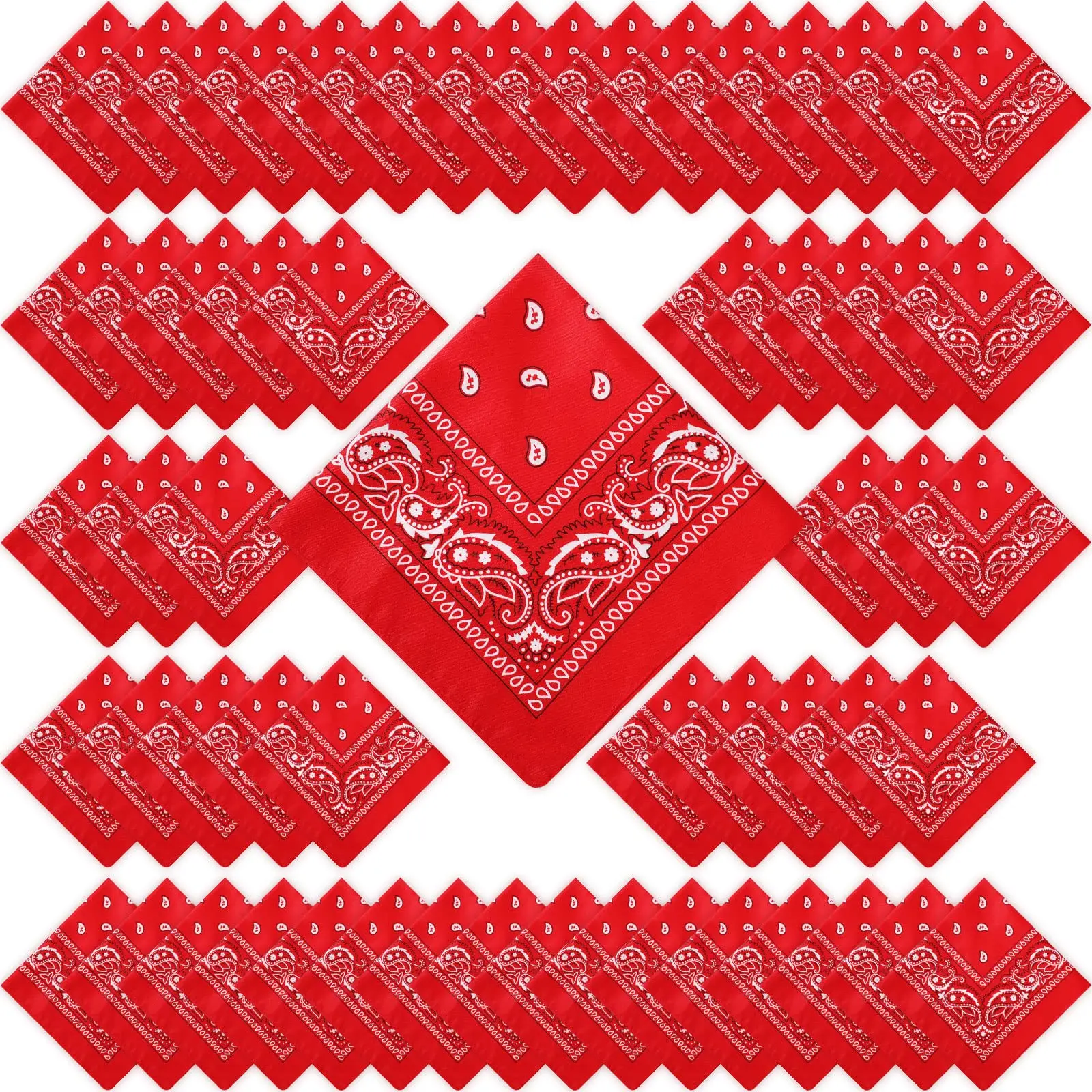24-200PCS Paisley Bandana's Bulk Western Bandana Cowboy Zakdoek Polyester Bandana's voor Mannen Vrouwen Western Party Kostuum