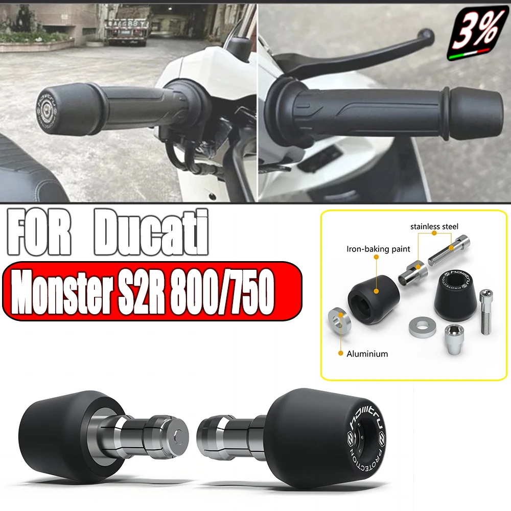 

For Ducati Monster 400 600 620 750 800 S2R800 2000-2008 Handle Bar End Weight Grips Cap Frame Slider Crash Protector