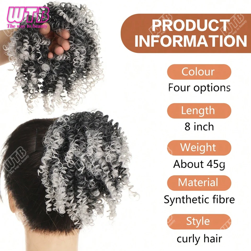 4Inch Synthetic Afro Kinky Curly Chignon Hair Extension Hair Pieces Updo Cover Hairpiece Extension Hair Bun for Women