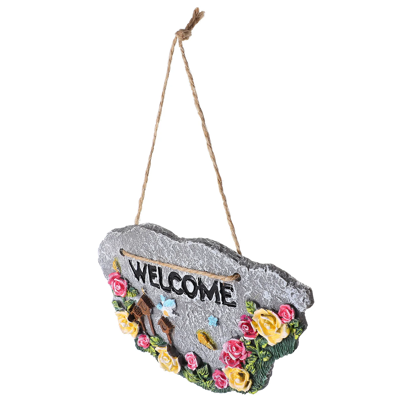 

1Pcs Resin Welcome Board Pendant Creative Hanging Decor Garden Scene Pendant Garden Ornament Sign Welcome Board Hanging Decor