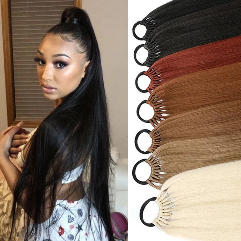 

Synthetic Straight Ponytail Extension Long Black Straight Braiding Hair Ponytail for Women Natural Straight Hairpiece Horse Tail