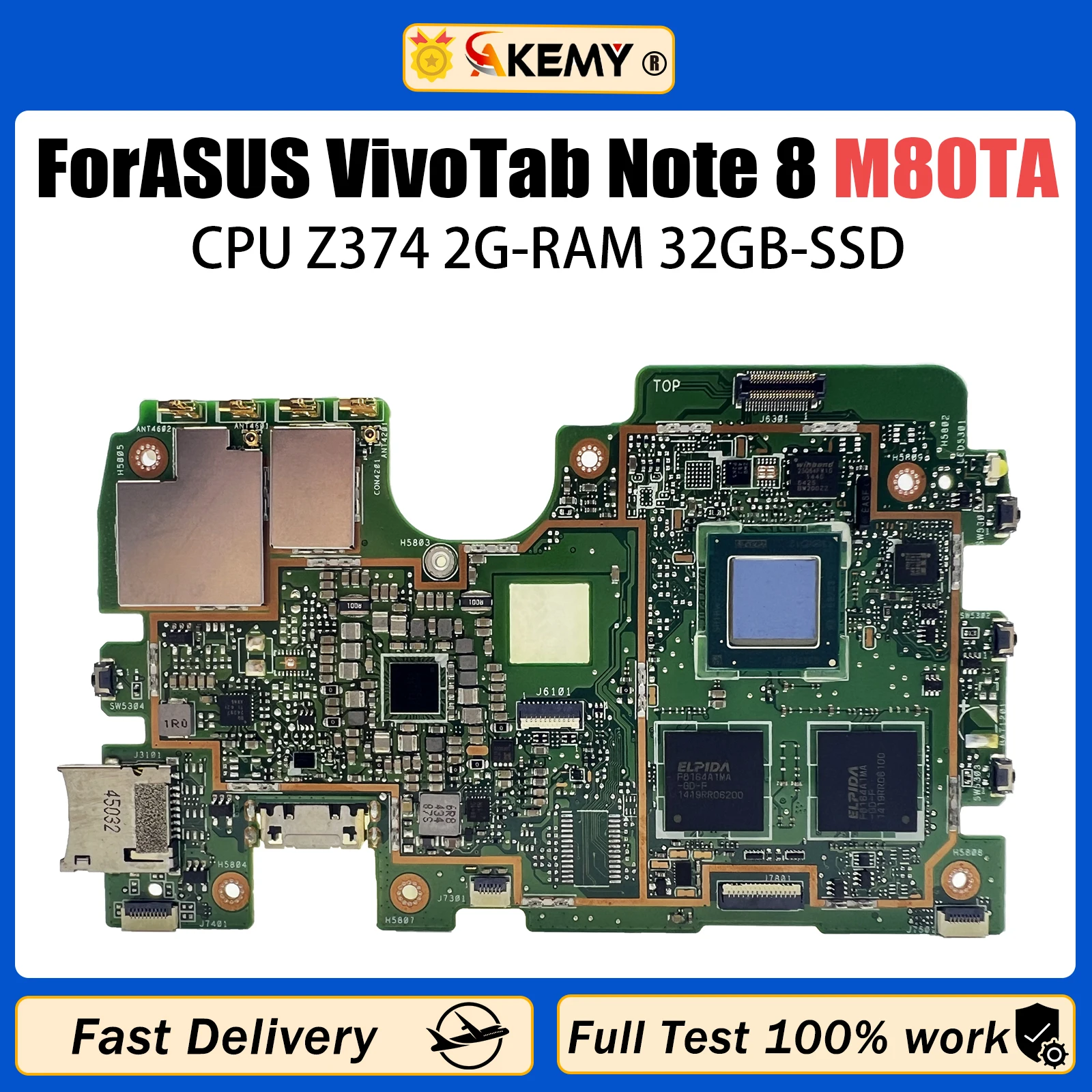 AKEMY original For Asus VivoTab Note 8 M80TA motherboard main board test well 32GB SSD 64GB SSD