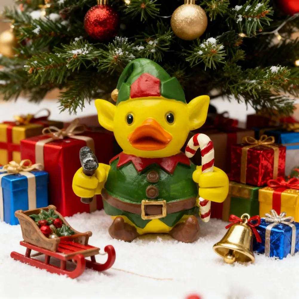 Christmas Duck Ornaments Holiday Resin Ducks Festive Resin Christmas Ornaments Santa Claus Deer Snowman Duck Figures for Tree