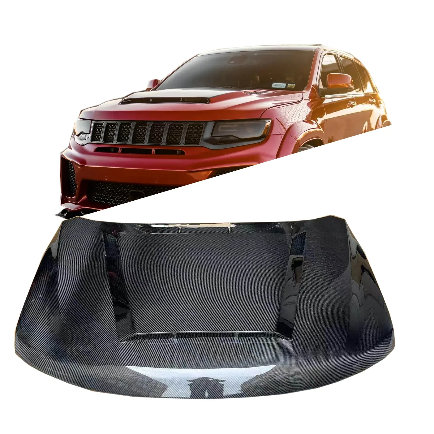 

Carbon fiber Demon Bonnet Cover Engine Hood for Jeep Grand Cherokee SRT 2011-2021 WK2 with 3 wholes jeep srt8 grand cherokee