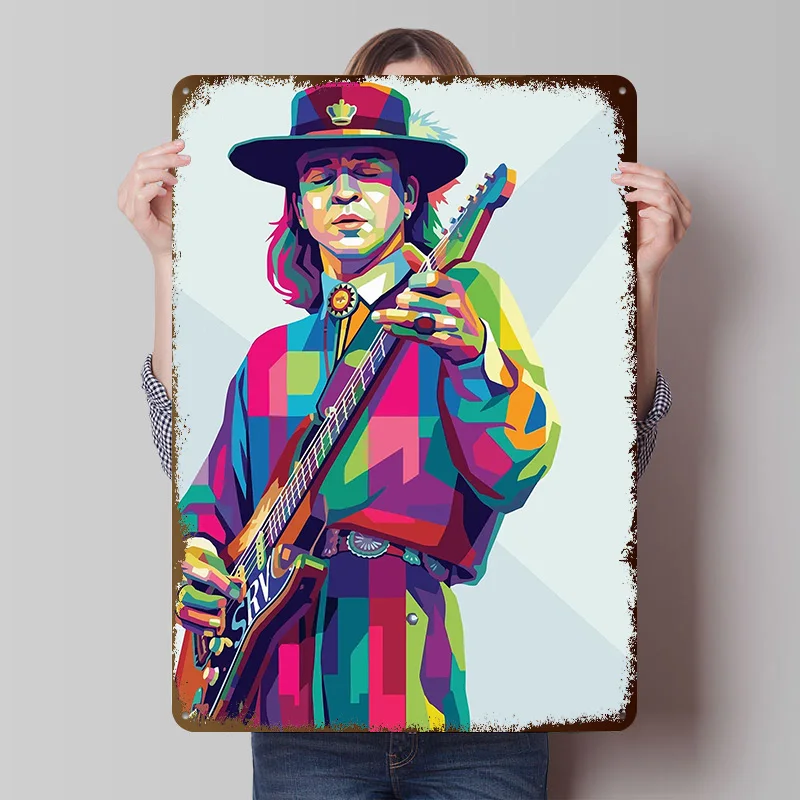 Amerikanischer Gitarrist Metallposter Individualisierte Wandkunst Retro Vintage Metallschilder für Männerhöhle Dekoration Wohnaccessoires