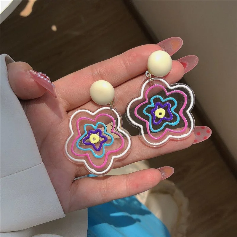 Pink Floral Earrings Adorable Children's Girls' Fashion Studs Sweet and Cute Summer Ear Accessories Ear Clips