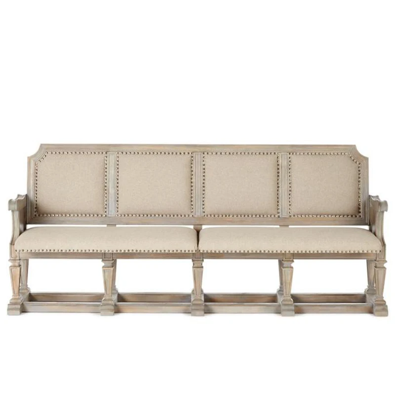

Sofa chair weathered gray old log carving card seat large apartment villa customization