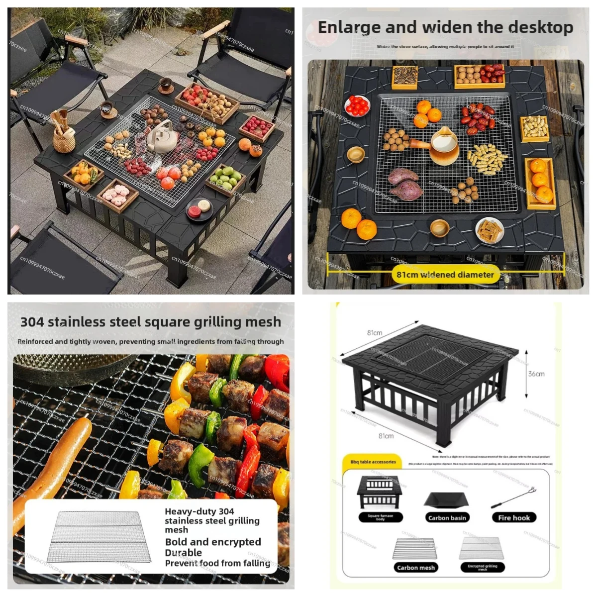 2026 Upgraded Tea & BBQ Table, Charcoal Fire Pit for Indoor Outdoor Gathering