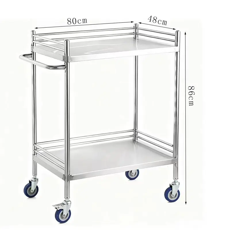 

Stainless Steel Medical Trolley Hospital Treatment Cart Utility Table on Wheels with Drawers for Clinic Doctor Office