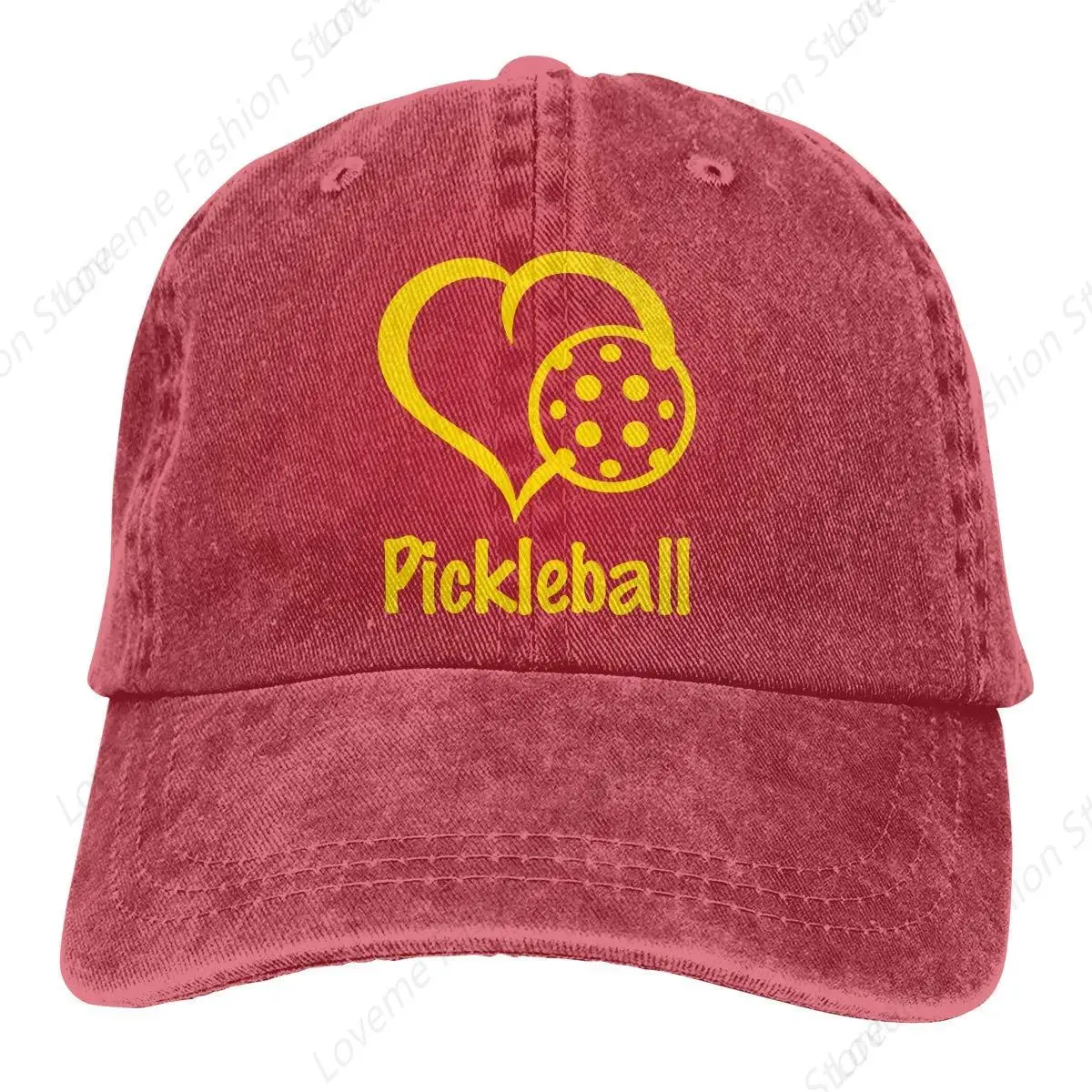 Topi bisbol Denim pria/wanita, tutup kepala olahraga luar ruangan bersirkulasi udara katun murni, Love picleball