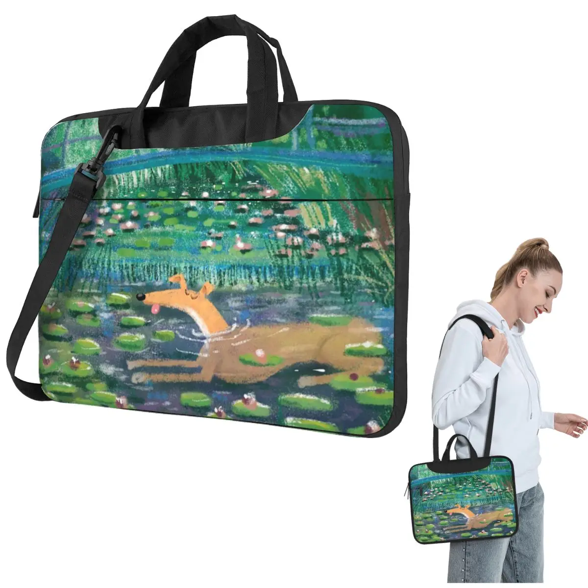 

Greympressionism Crossbody Laptop Bag Case Computer Bag Resistant Protective Notebook Pouch for Macbook Pro